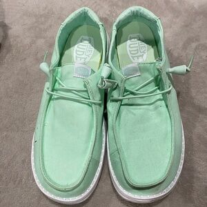 Hey Dude Mint Green Canvas Slip-On Sneakers